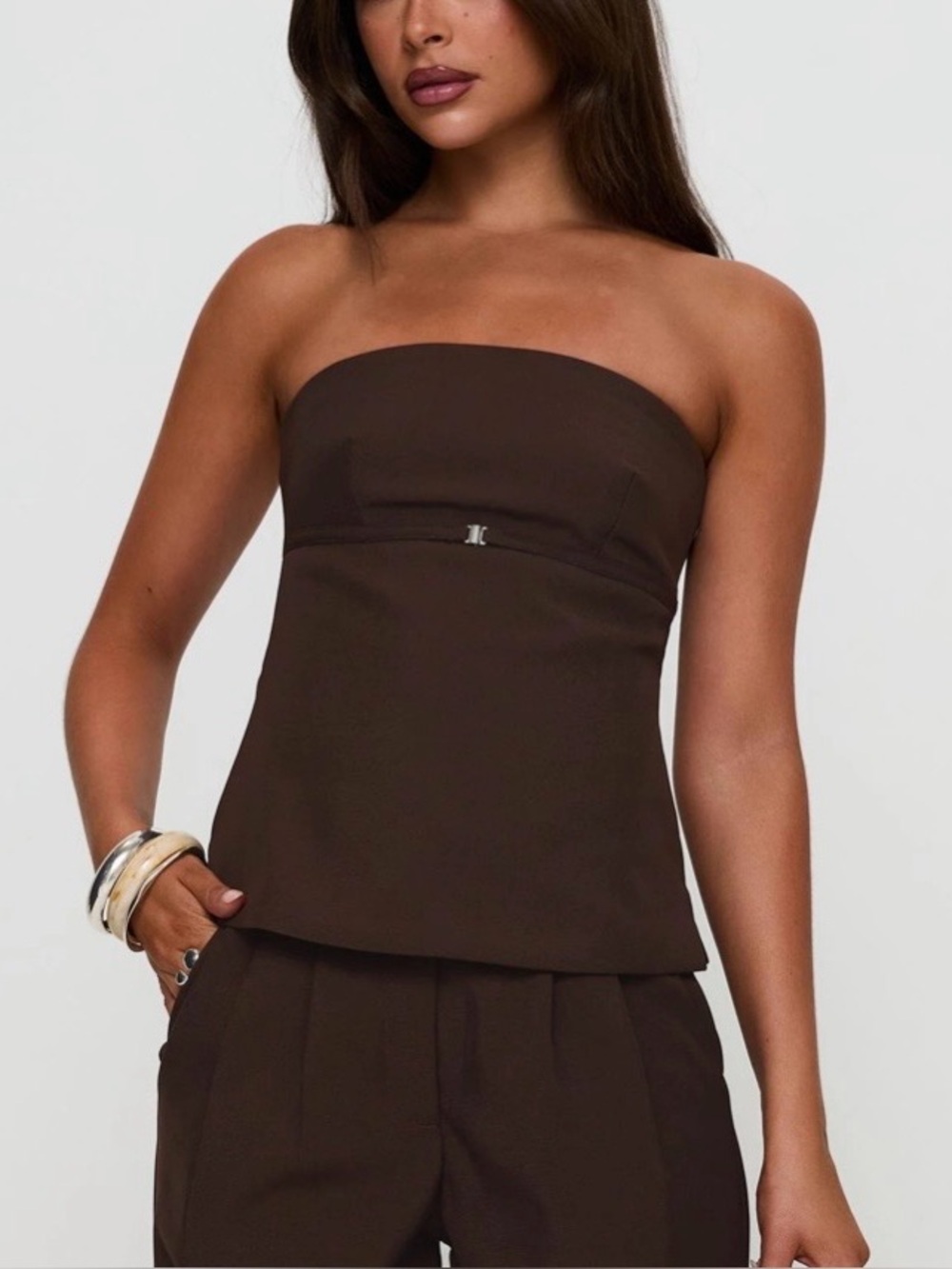 NWT Women’s Princess Polly Irresistible Strapless Top Chocolate Brown Size 6